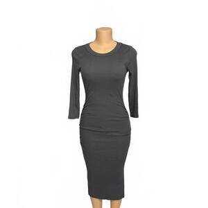 Michael‎ Stars Long Sleeve Midi Dress in Charcoal Gray Size XS